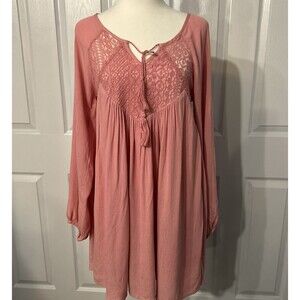 Purple Snow‎ Women's M Top/Minidress Boho Barbiecore Babydoll Empire Lace Panel